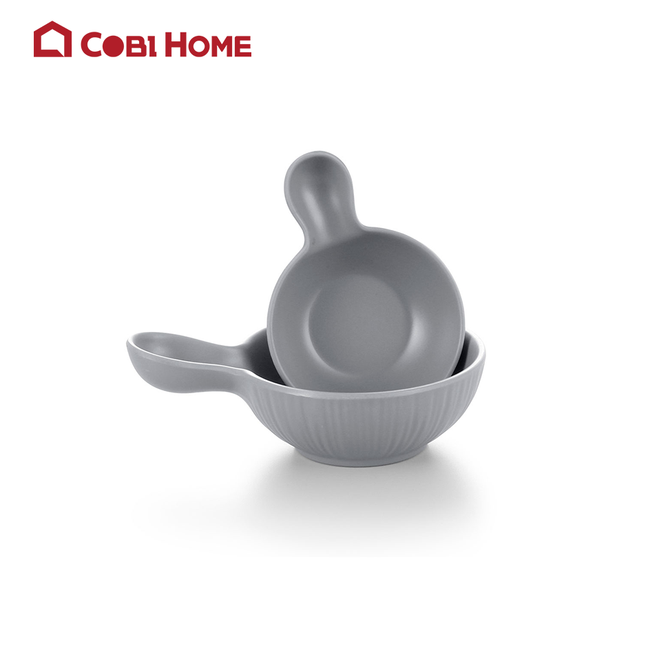 Dĩa chấm hình tròn có tay cầm bằng melamine cao cấp - 2 màu