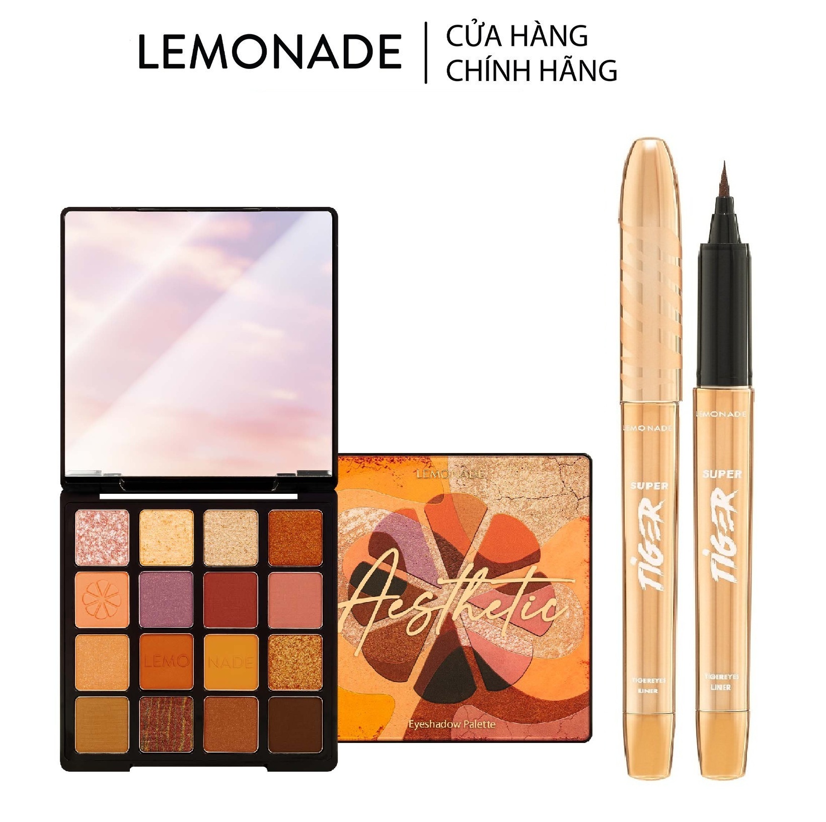 Combo Lemonade Bảng phấn mắt Aesthetic Eyeshadow Palette - Bút kẻ mắt SuperTiger Eyeliner  20.8g-1g