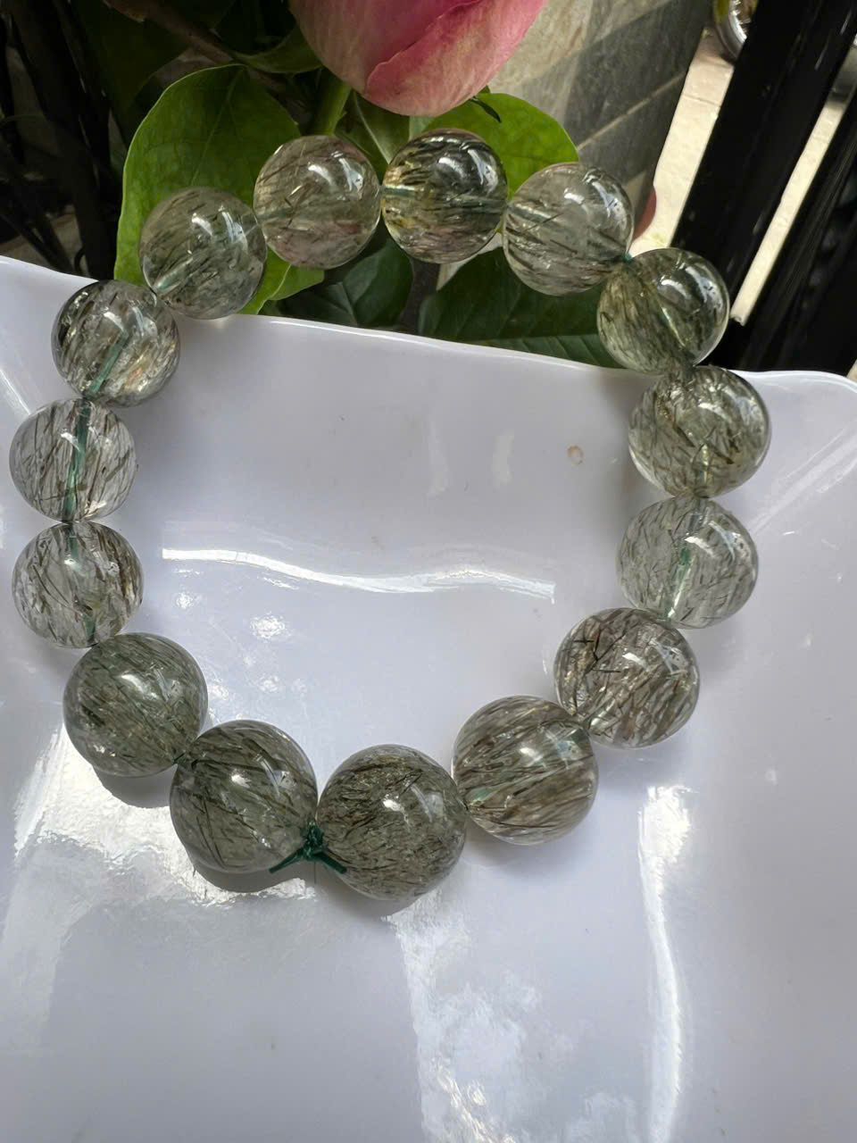 ️ Vòng Tay Chuỗi Nam Vip Size Hạt 14mm Đá Thạch Anh Tóc Xanh Tự Nhiên Trong Bóng Mượt Hợp Các Anh Nam mệnh Mộc Hỏa Thủy đeo đẹp may mắn tốt cho sức khỏe công việc hanh thông ạ