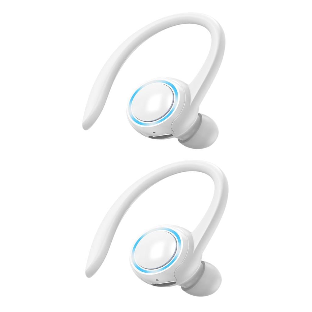 2x Wireless Bluetooth Headset Ear Hook In-Ear Earbuds Running white