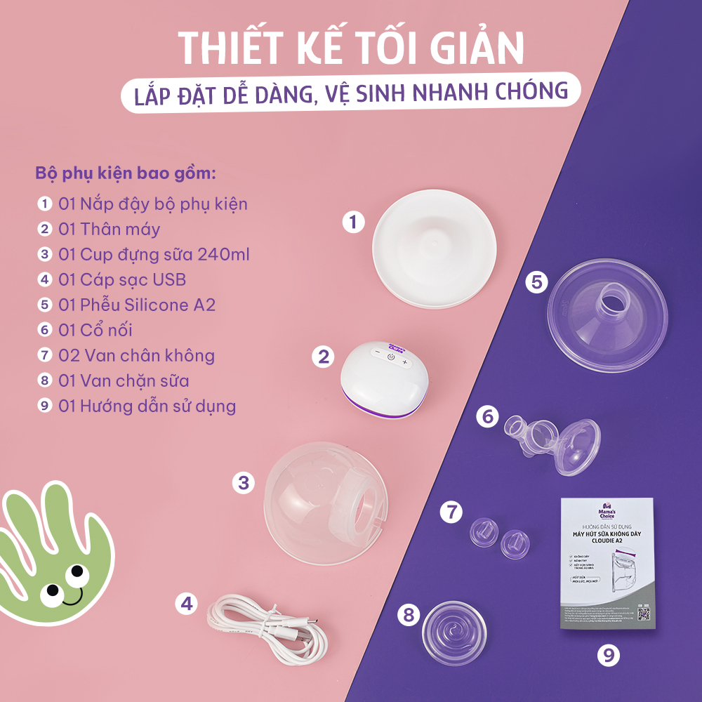 Máy Hút Sữa Không Dây Mama's Choice, Vắt Sữa Rảnh Tay Mọi Lúc Mọi Nơi, Pin Sạc Tiện Lợi, BH 1 Đổi 1 Mới 12 Tháng - 1 Máy