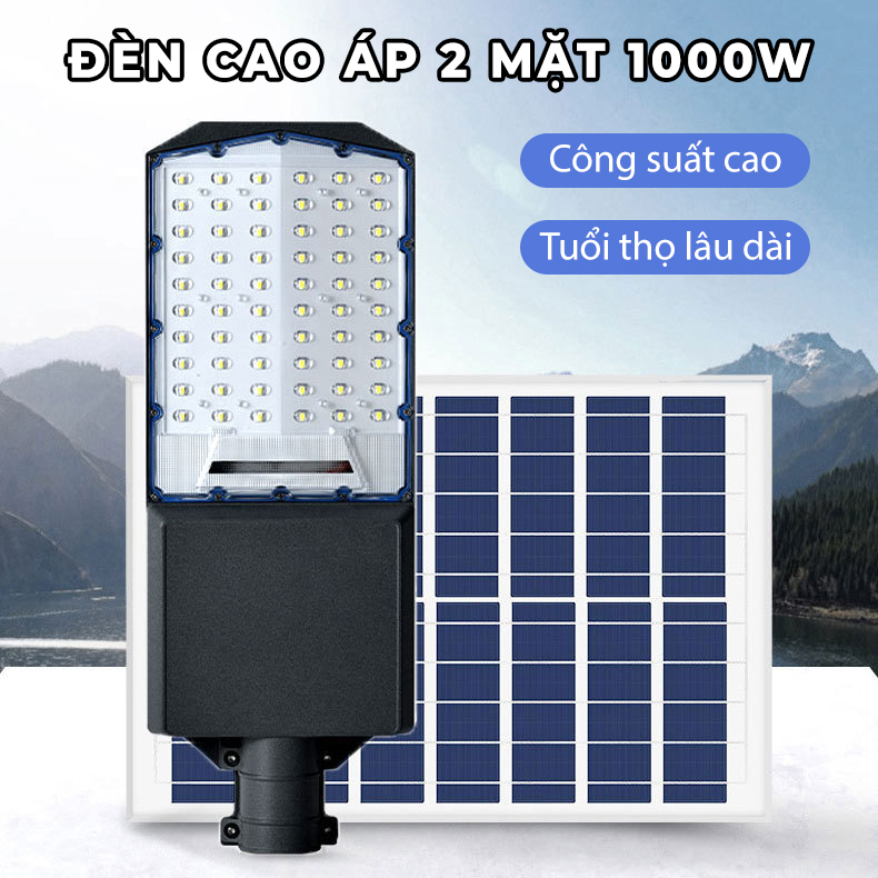 Đèn năng lượng mặt trời 1000w- cao áp hình bàn chải 2 mặt, chip LED độ sáng cao, công suất lớn- K1548