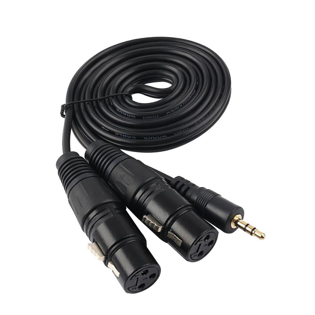 3.5mm Mini Stereo 2 Dual XLR 3 Splitter Cable 1.5m