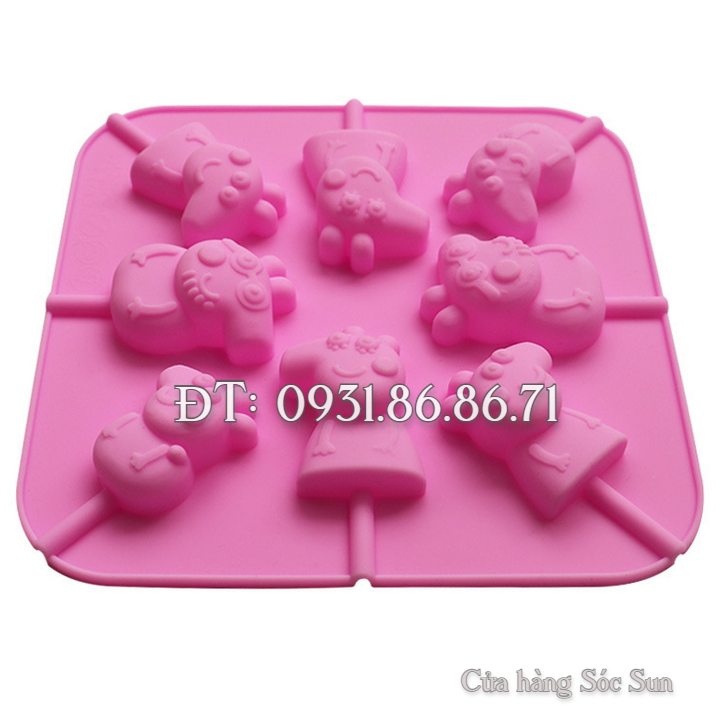 Khuôn silicon 8 heo Peppa – Mã số 1056
