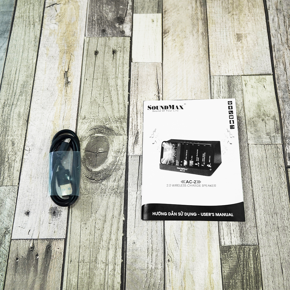 SoundMax Loa Bluetooth AC-2 Tích Hợp Sạc Không Dây Cho Điện Thoại Hỗ Trợ TF USB 128GB Công Suất 10W RMS | Bluetooth Speaker SoundMax AC2 With Wireless Charging - Hàng Chính Hãng