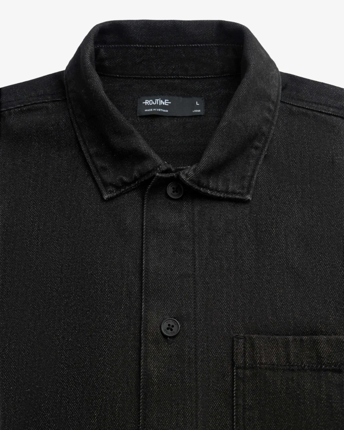 Áo sơ mi denim nam nhãn trang trí loose - RT 10S25DSH003 | ROUTINE CÀ MAU