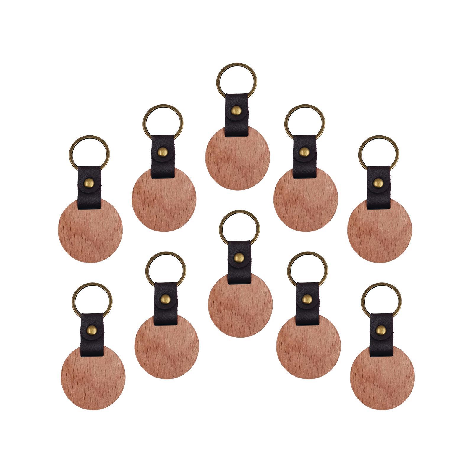 10Pcs Wooden Keychain  Keychain Holder for DIY Crafts Bag Pendant Home
