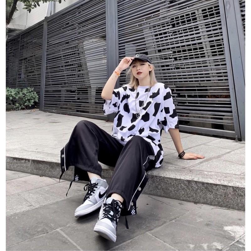 Áo Thun Tay Lỡ Unisex BÒ SỮA màu TRẮNG /Nam nữ unisex ️ Jaystoree Kiểu áo phông cổ tròn form rộng