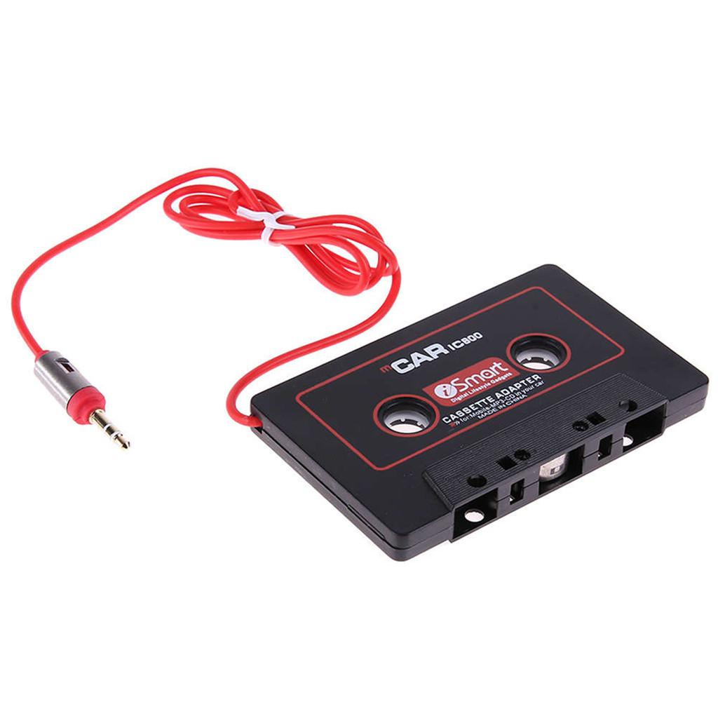BLACK IN CAR CASSETTE TAPE ADAPTER CD PLAYER 3.5MM STEREO MUSIC AUDIO