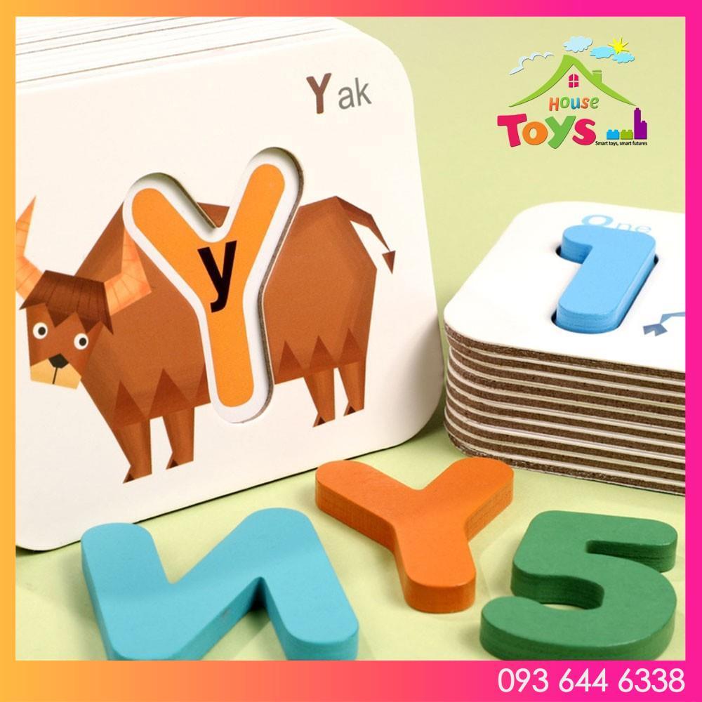 ALPHABET PAIRED CARD Bộ Thẻ Bảng Chữ Cái và Số Tiếng Anh Bằng Gỗ
