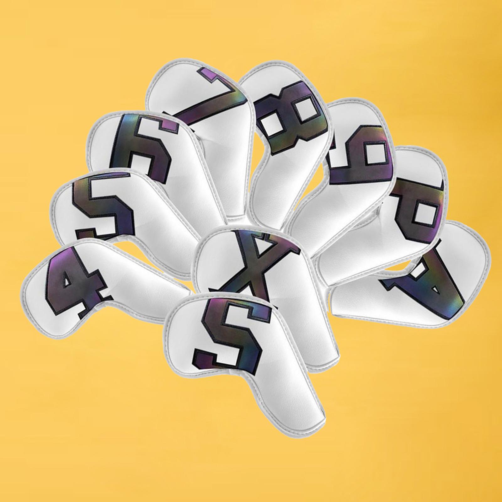 10Pcs Golf Iron Headcover PU Leather Club Covers Wedges Protect Sleeves