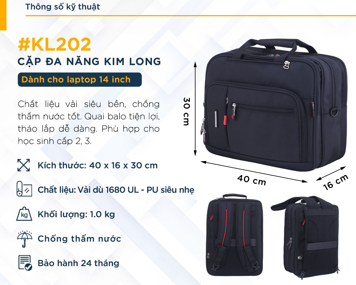 Cặp đa năng Kim Long KL202