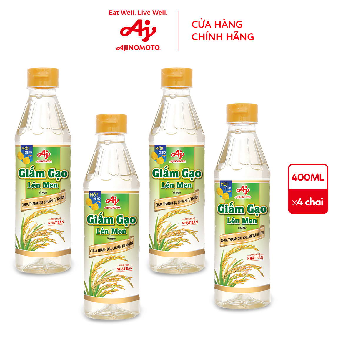 Combo 4 Chai Giấm Gạo Lên Men LISA® 400ml/Chai