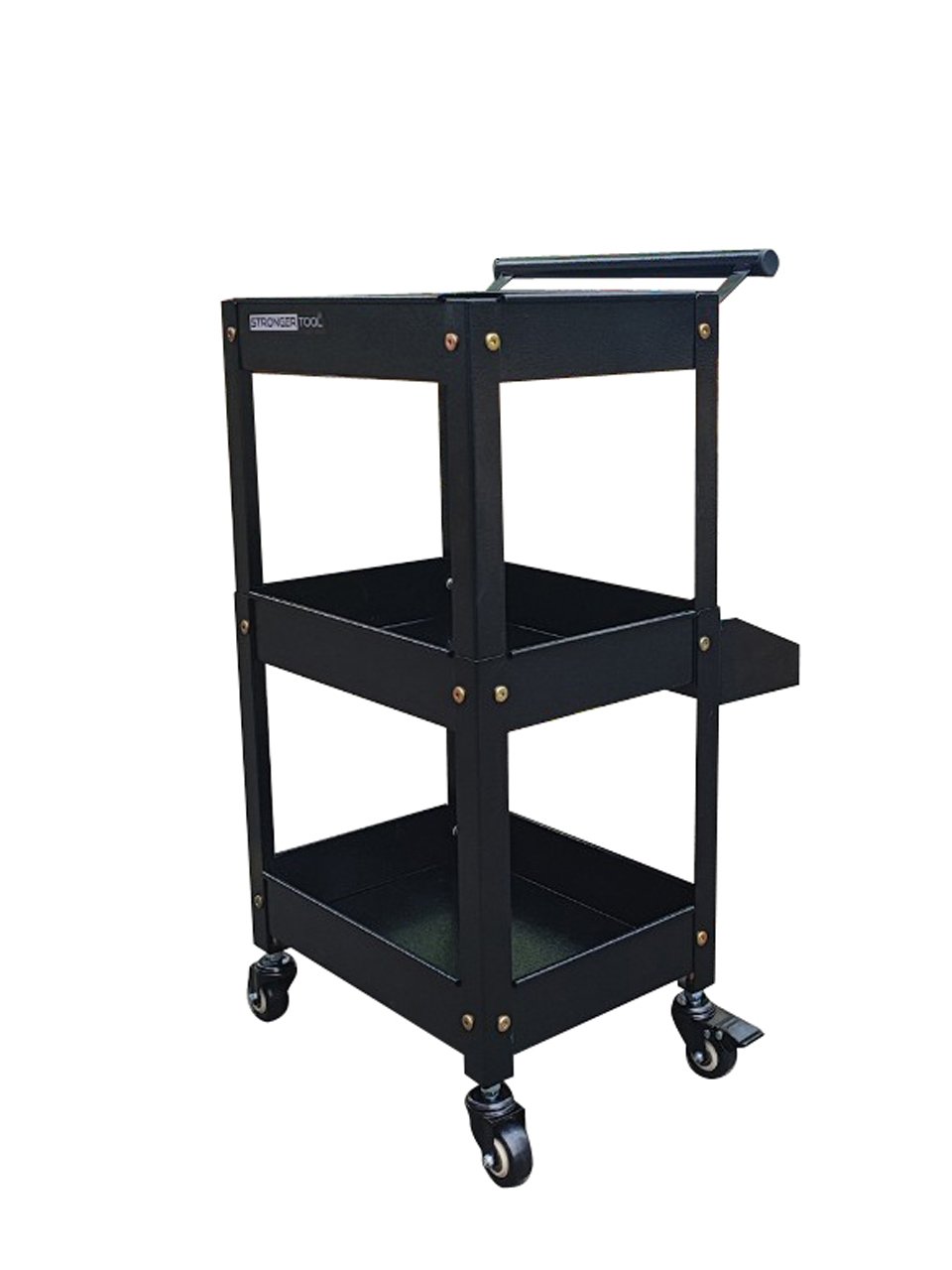 Xe đẩy dụng cụ mini 3 tầng có khay phụ thép sơn tĩnh điện