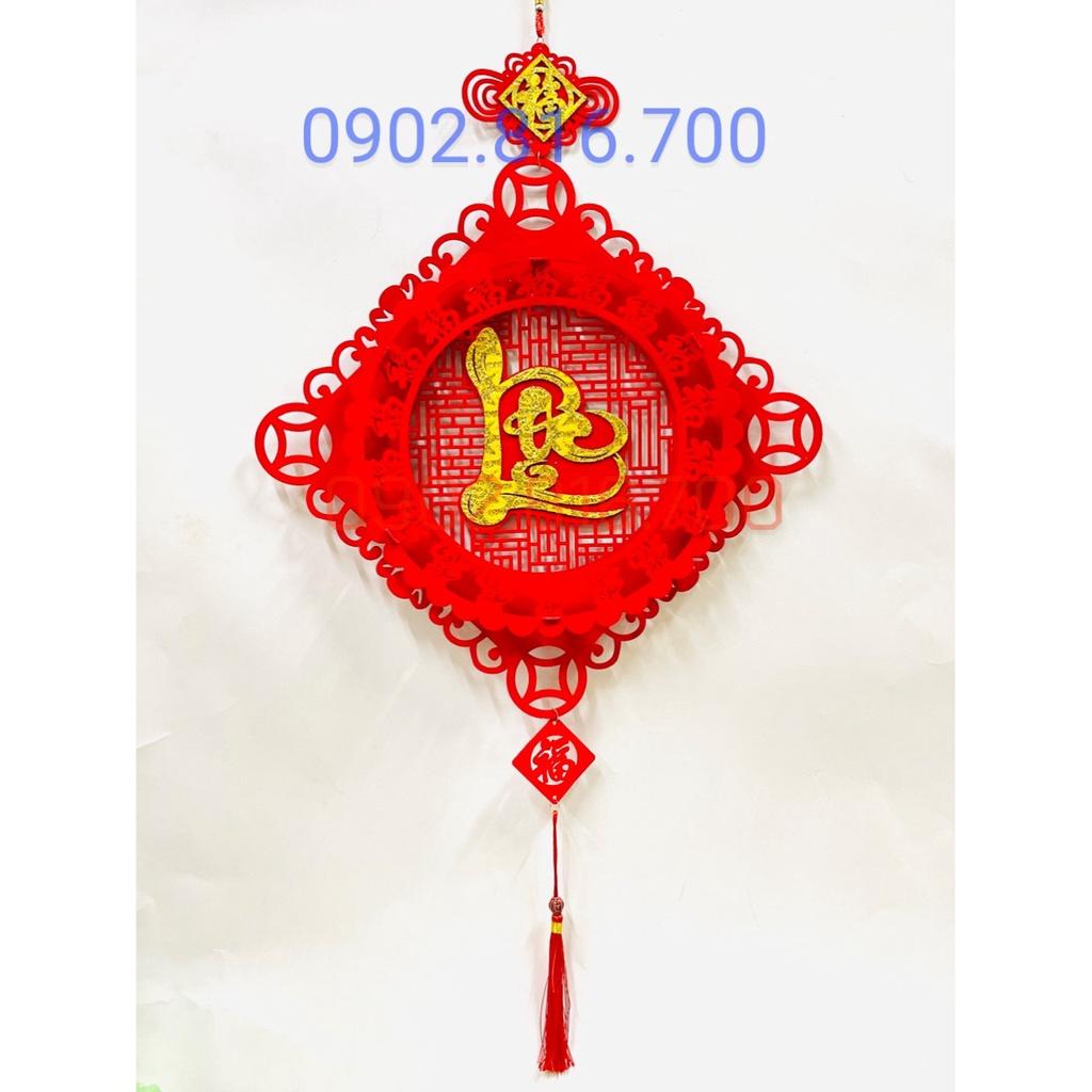 Khánh quạt Khánh vuông - Liễng nhung đỏ - Dây treo cửa hình QUẠT khắc chữ TẾT - PHÚC -LỘC - THỌ phụ kiện treo decor tết