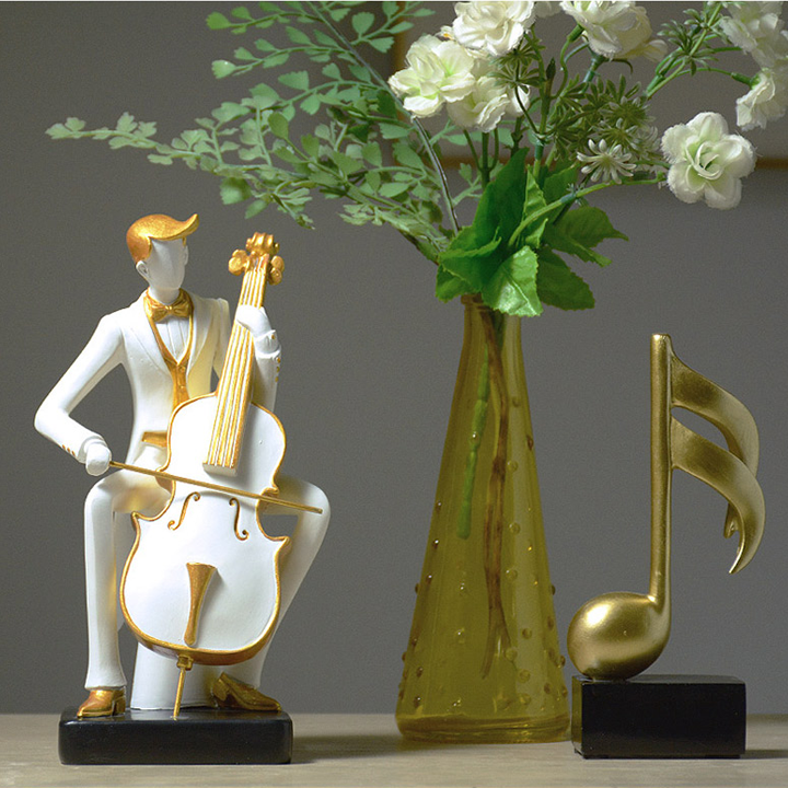 Bộ Tượng dàn nhạc giao hưởng chơi violin, ghita, kèn, piano decor để bàn đẹp - Đồ decor kệ tủ trang trí phòng khách và quà tặng ý nghĩa