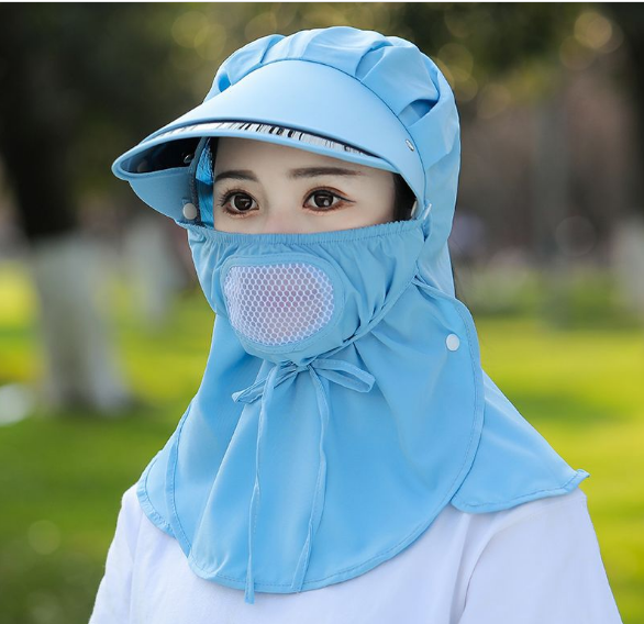 Mũ rộng vành 2 lớp chống nắng chống tia cực tím kèm khẩu trang cao cấp mới, nón khẩu trang nữ