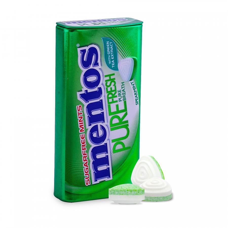 Kẹo Ngậm Không Đường Mentos Pure Fresh Hương Bạc Hà Hộp (6 Hủ)