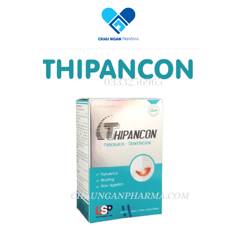 Viên tiêu hóa THIPANCON USP Hộp 100 viên - Chống đầy hơi - ăn không tiêu