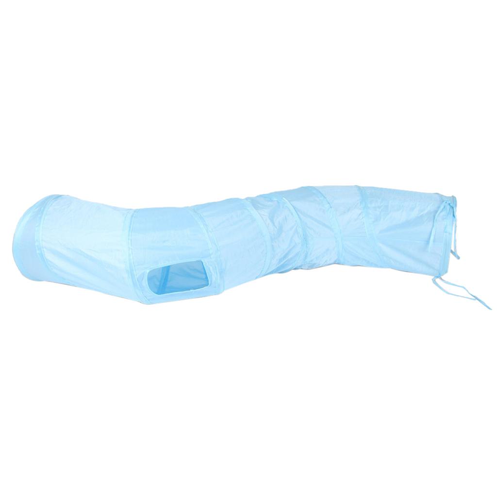 Collapsible S Shape Crinkle Cat Toy Tube for Cats Dogs Rabbit Hamster Blue