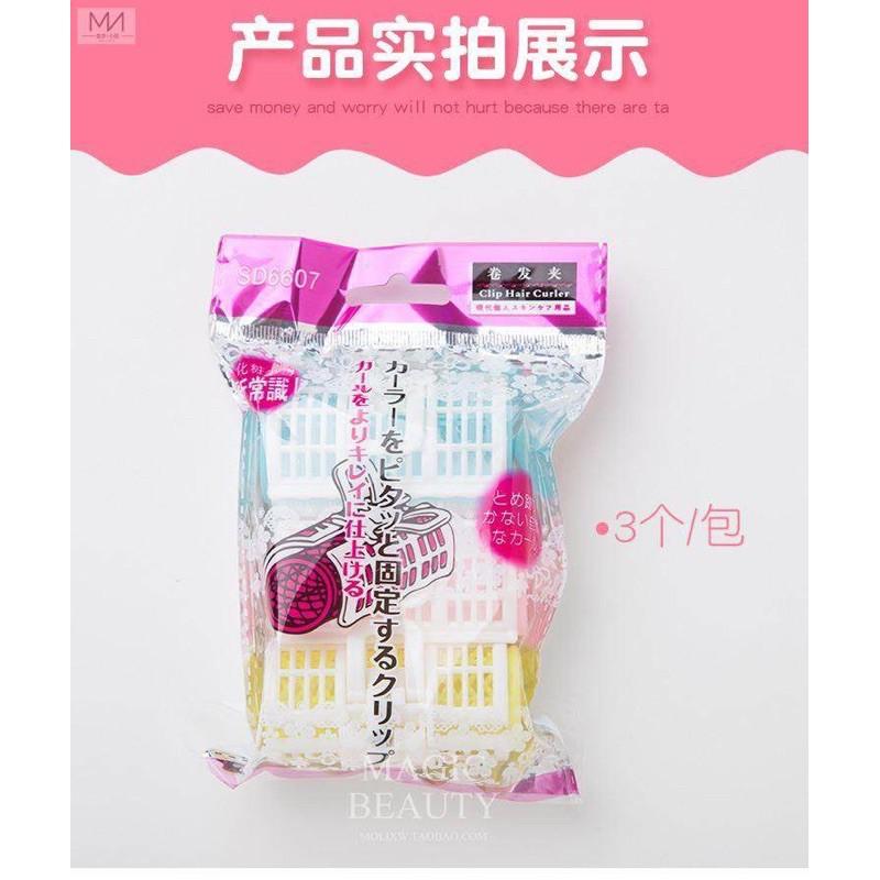 Set 3 lô cuốn tóc nhựa kẹp gài màu pastel xinh xắn (2 size lớn nhỏ tuỳ chọn)