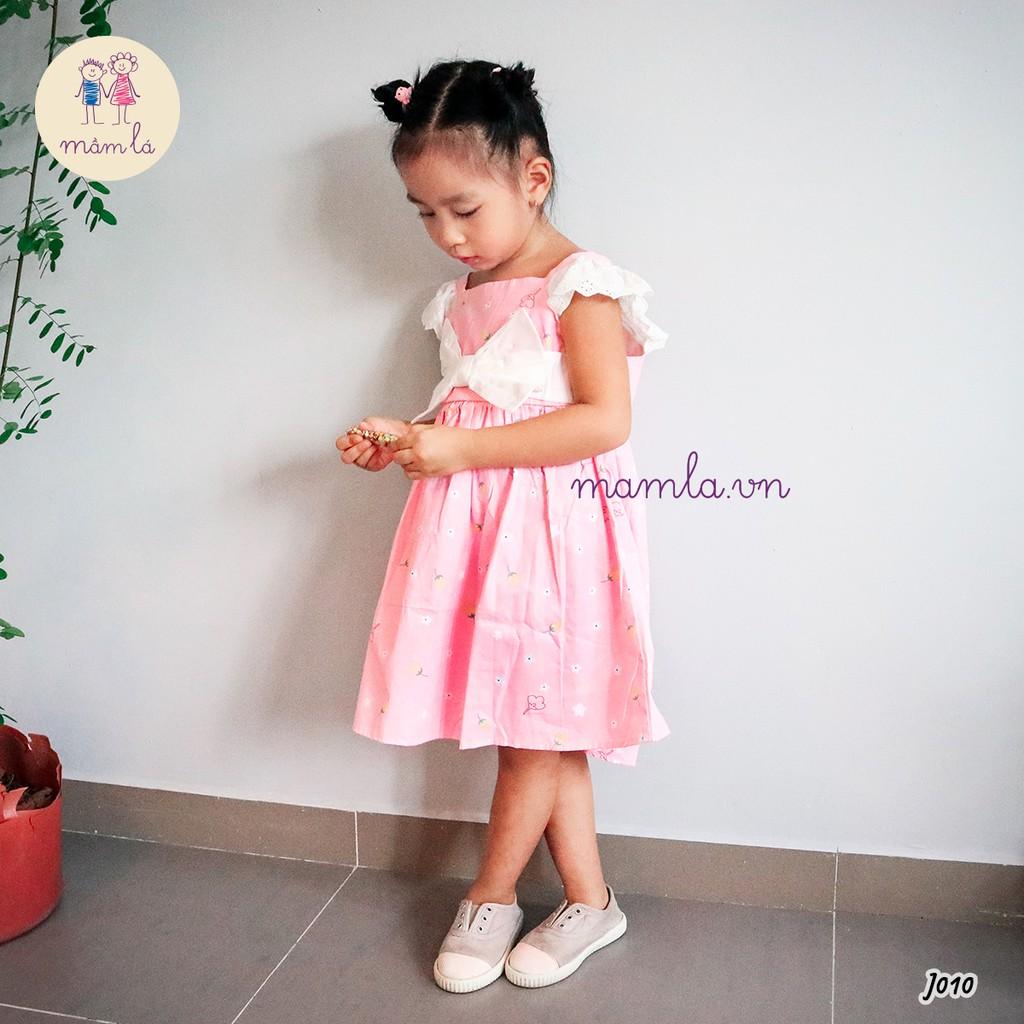 Đầm hồng nơ trước họa tiết hoa nhỏ | 2Y-6Y