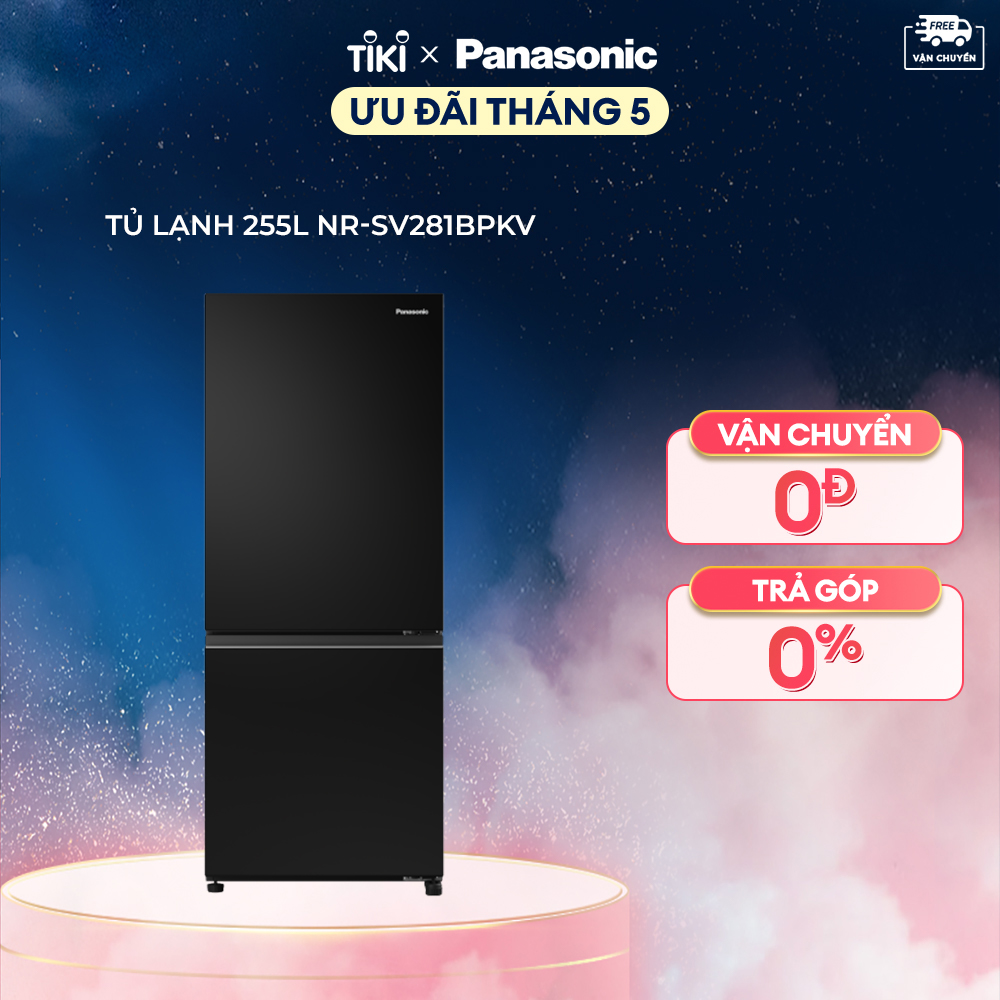 Tủ lạnh Panasonic Diệt Khuẩn 255L NR-SV281BPKV Cấp Đông Mềm - Ngăn Đá Dưới - Siêu Tiết Kiệm Điện Năng - Hàng chính hãng