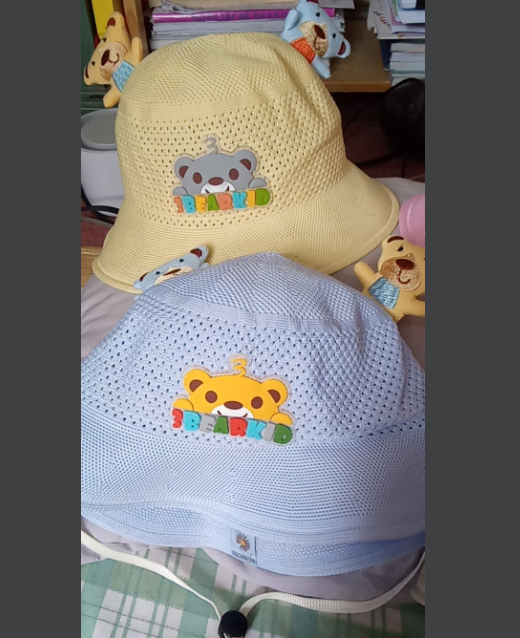Mũ / nón vải vành tròn dạng lưới hình gấu 3D BearKid cho bé  từ 1 đến 5 tuổi