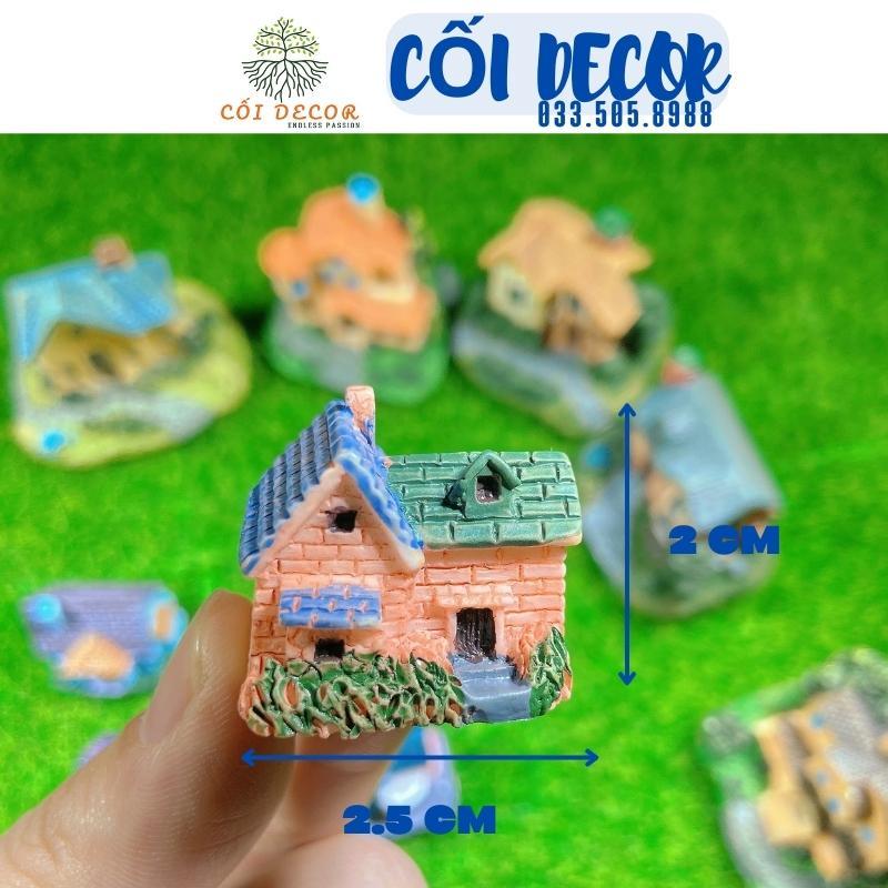 Mô hình ngôi nhà biệt thự mini nhiều màu sắc trang trí bể cá, tiểu cảnh, sen đá