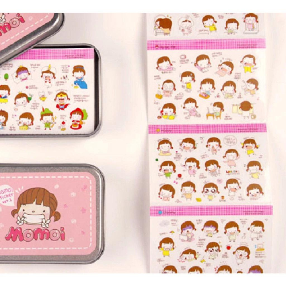Hộp Thiếc 20 tấm Sticker Momoi ( trang trí sổ kế hoạch, nhật ký)