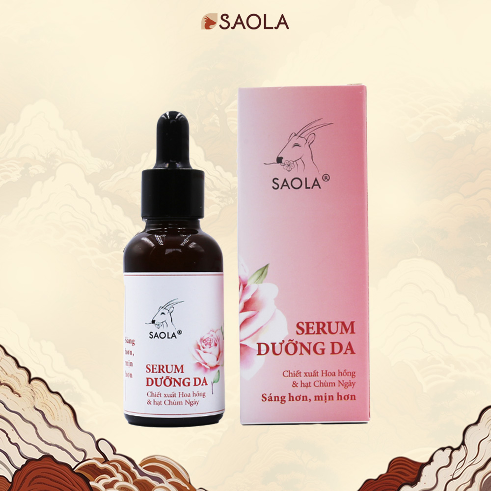 Serum dưỡng ẩm Saola, tinh chất hoa hồng, cấp ẩm, giảm thâm, sáng da, Mỹ Phẩm Thuần Chay, VEGAN,30ml