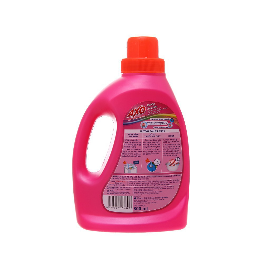 COMBO 2 Nước Tẩy Quần Áo Axo Hương Hoa Anh Đào 800ml X2