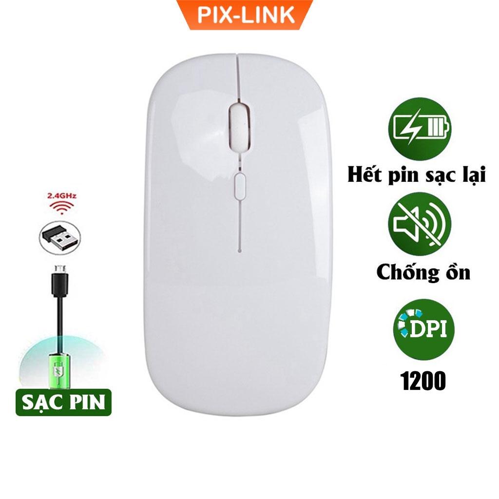 Chuột Không Dây Sạc Pin 2.4GHz PIX-LINK P1 Siêu Mỏng Không Gây Tiếng Ồn Sạc 1 Lần Dùng 1 Tuần Cho Laptop Macbook PC Tivi - Hàng Chính Hãng