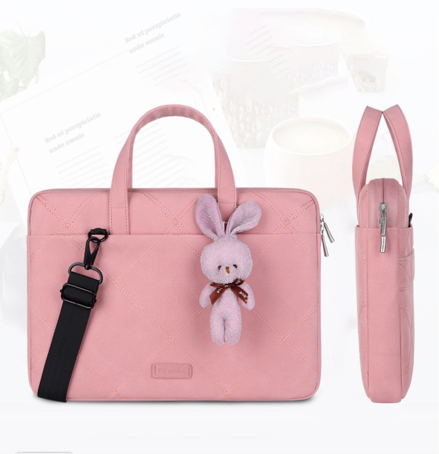 Túi chống sốc da cặp da chống sốc cho macbook, laptop, surface đeo chéo cute tặng kèm gấu bông