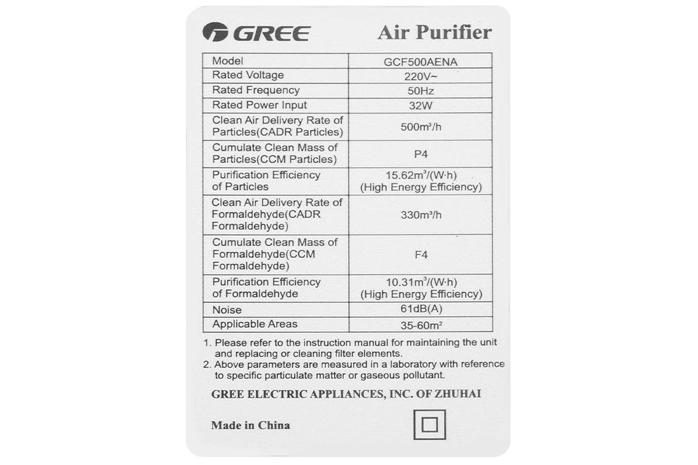 Máy lọc không khí Gree GCF500AENA - Hàng chính hãng