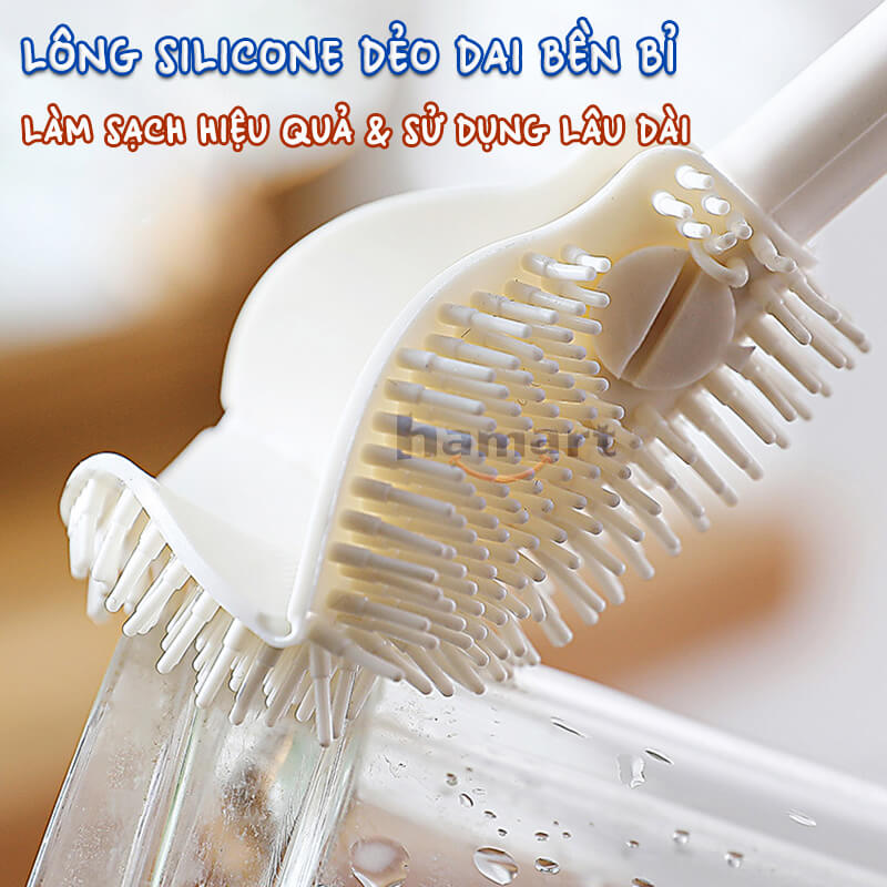 Cây Cọ Silicone Rửa Cốc Chén Ly Chai Lọ Thuỷ Tinh Đa Năng Vệ Sinh Bình Sữa Ấm Trà Sạch Đáy Góc Hẹp