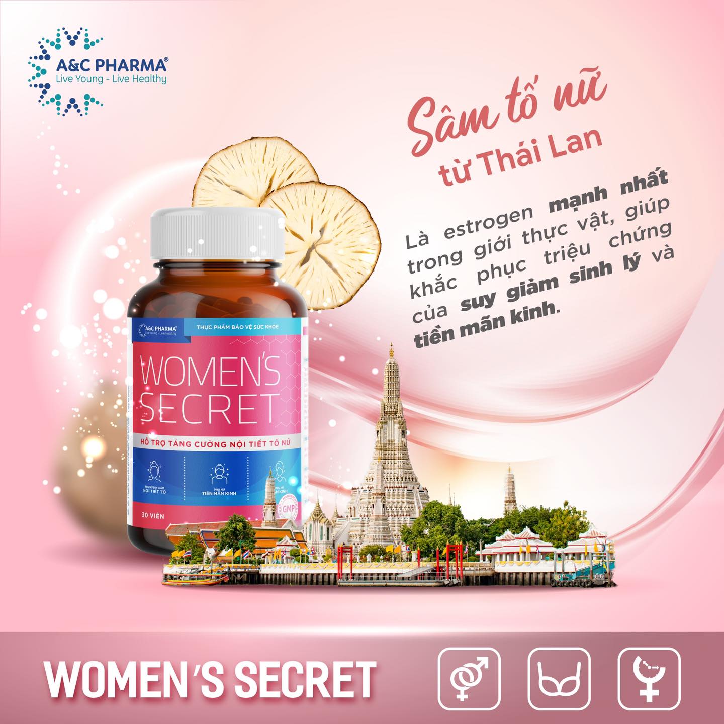 Viên uống Bổ sung Điều hòa Nội tiết tố nữ WOMEN'S SECRET A&C PHARMA
