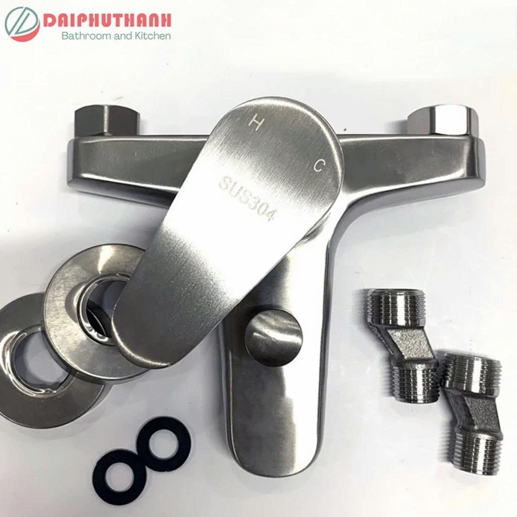 Bộ Vòi Sen Tắm Nóng Lạnh KZ-SV02TD Inox SUS304 - Đủ bộ gồm củ sen, tay sen, dây và gác sen
