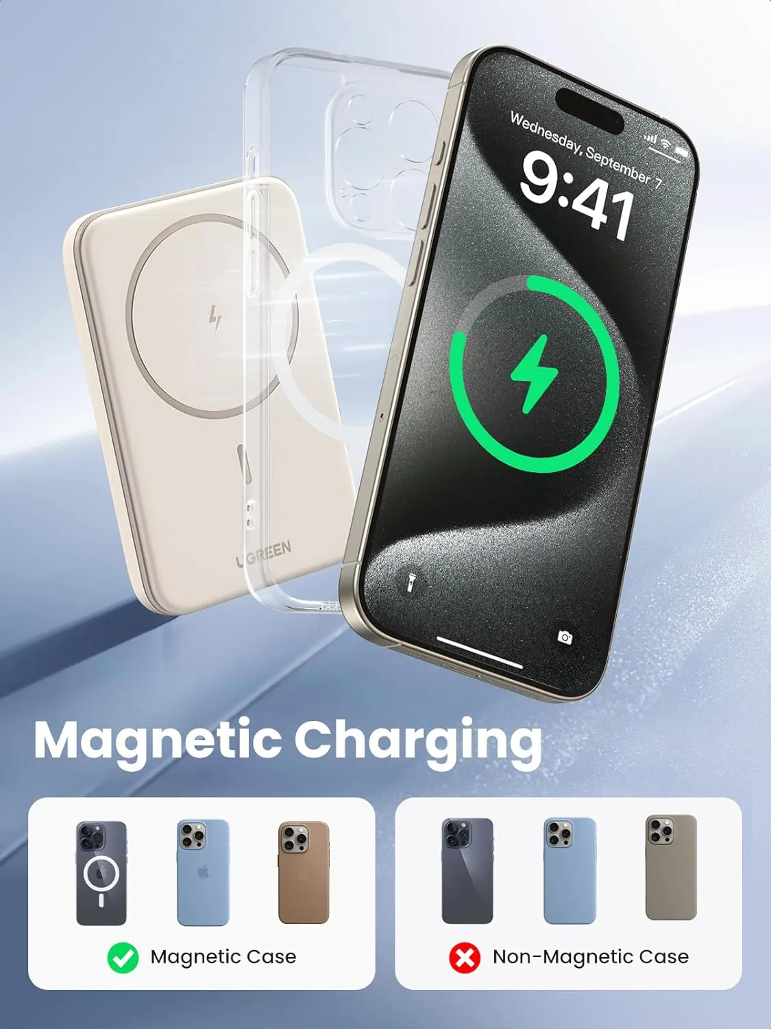 Sạc dự phòng UGREEN 5000 - 10000mAh Magnetic Wireless Power Bank PB560 / PB561 / 25207, 25208, 25866, 25208, 35279 - Hàng chính hãng