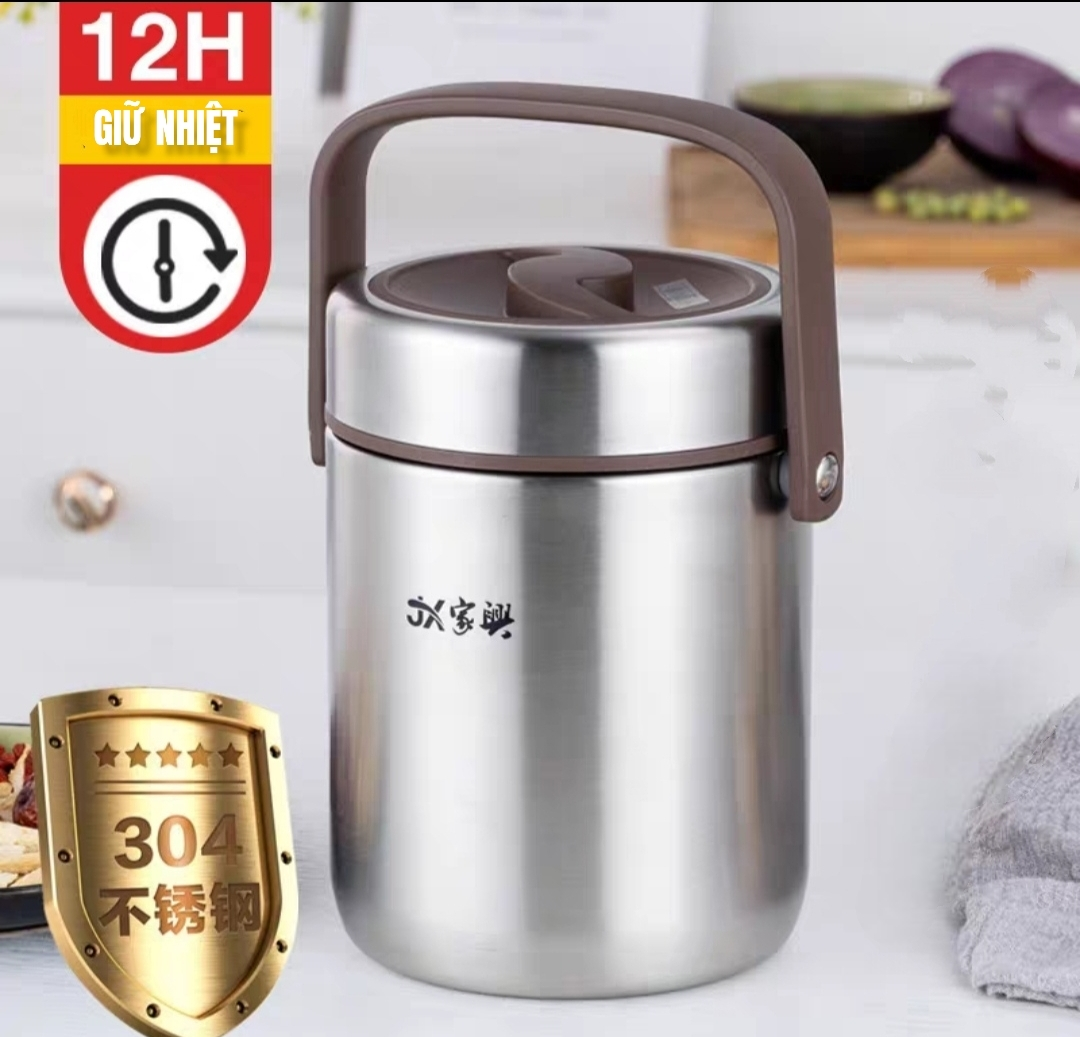 Cặp lồng cơm, hộp cơm giữ nhiệt văn phòng chất liệu inox JX 304 cao cấp, cặp lồng cà men 3 tầng, nắp chống tràn, 5 lớp giữ nhiệt tốt