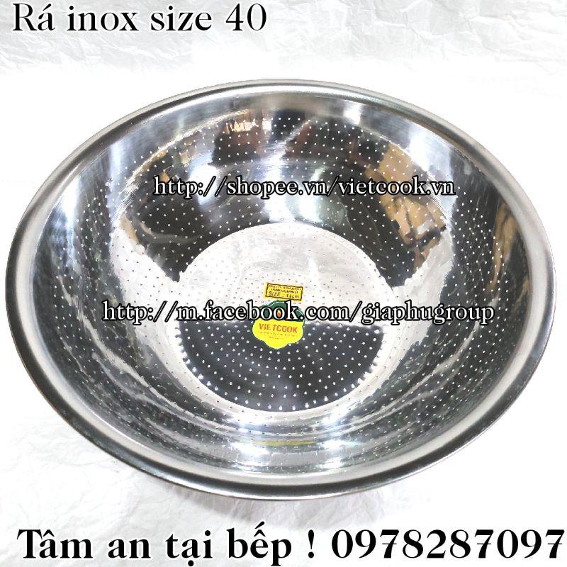 Rá inox size 40 cm loại dầy, rá vo gạo inox cao cấp