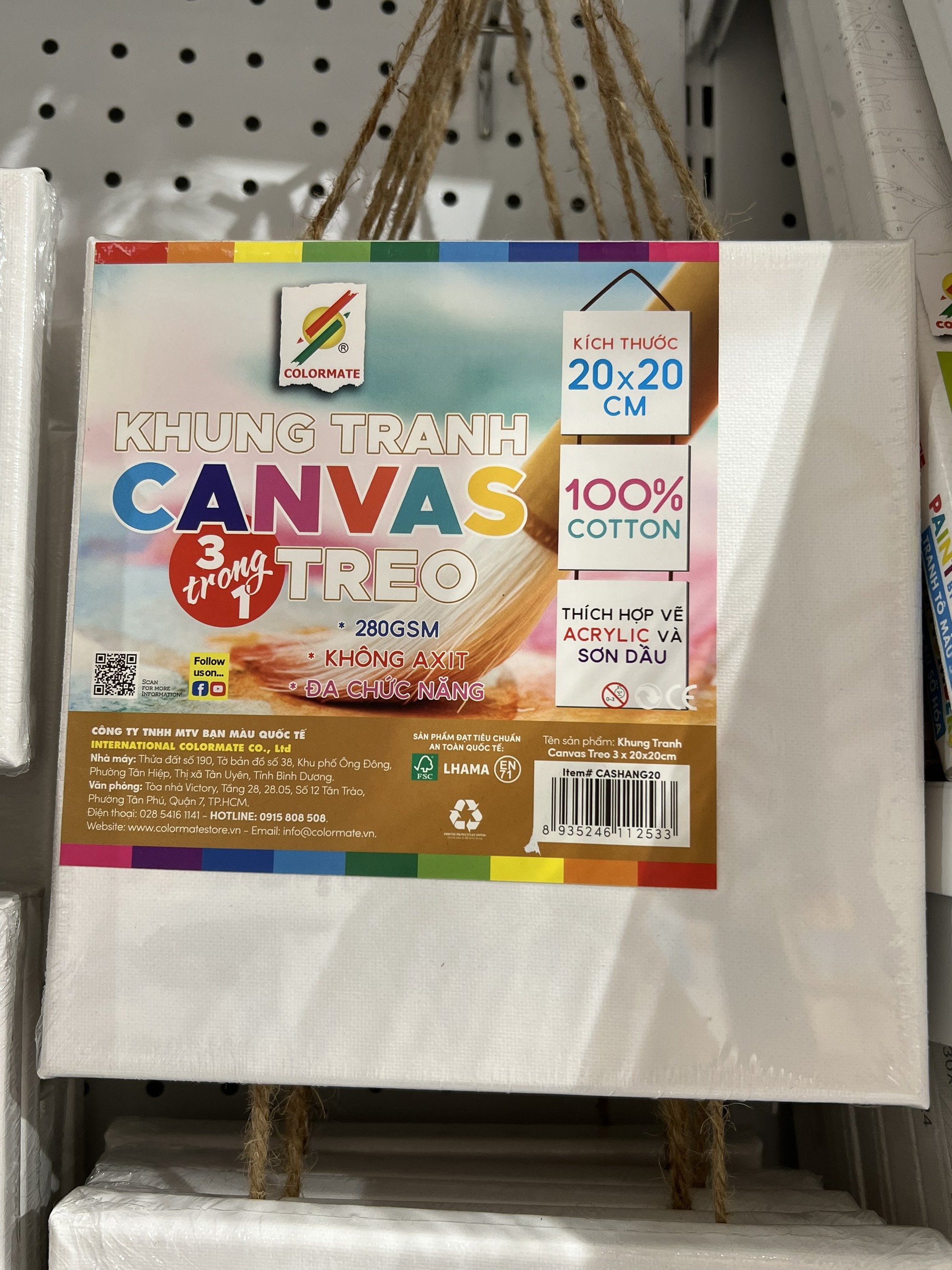 Khung vẽ tranh Canvas Colormate bộ 3 khung kèm dây treo - COLORMATE