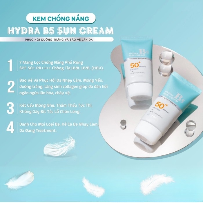 Kem Chống Nắng PrettySkin Whitening &amp; Repairing Hydra B5 Sun Cream SPF50+ PA++++ 70ml