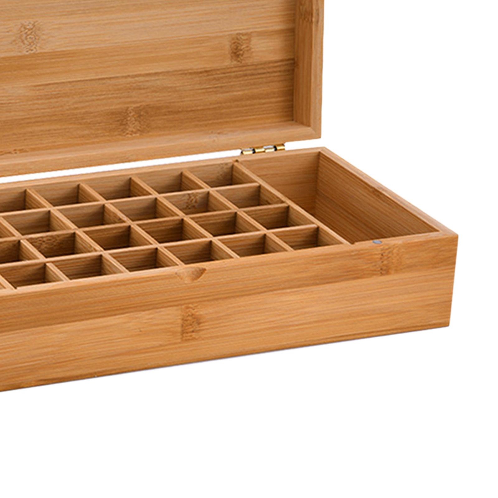 Essential Oil Storage Box Case, Wooden Organizer Holds 24 Bottles, Bamboo Wood Holder Safe for Carrying And Home Storage Display