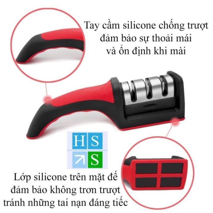 Dụng cụ mài dao kéo 3 khe (3 cấp độ) tay cầm tiện lợi mài dao sắc bén nhanh và hiệu quả -