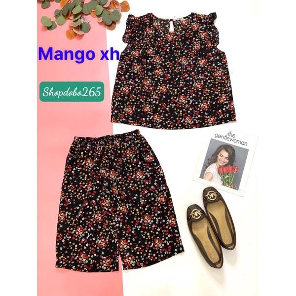 Đồ bộ nữ,đồ ngủ mặc nhà lửng vải lụa mango cao cấp họa tiết hoa nhí dễ thương size 55-65kg.