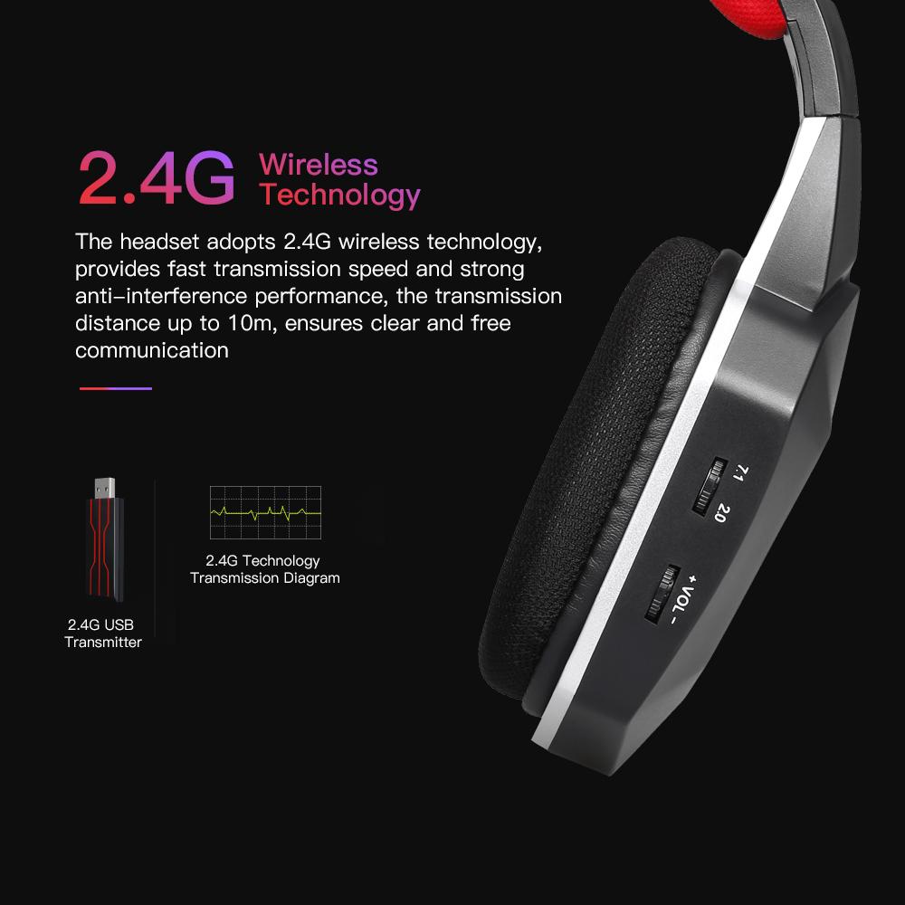 Tai nghe chơi game không dây HW-N9U 2.4G âm thanh vòm ảo 7.1 với micrô có thể tháo rời