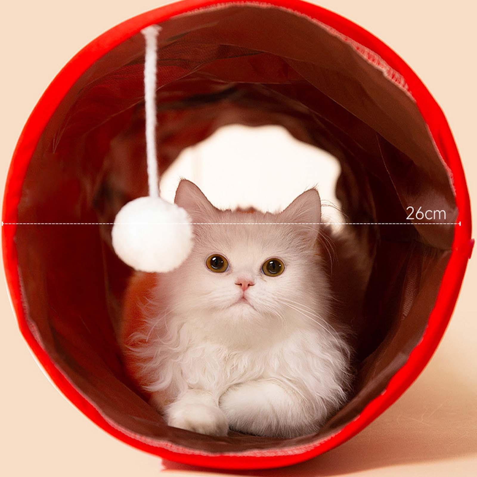 Cat Tunnel Pet Washable Cushion Mat Interactive Toy for Mice Guinea Red