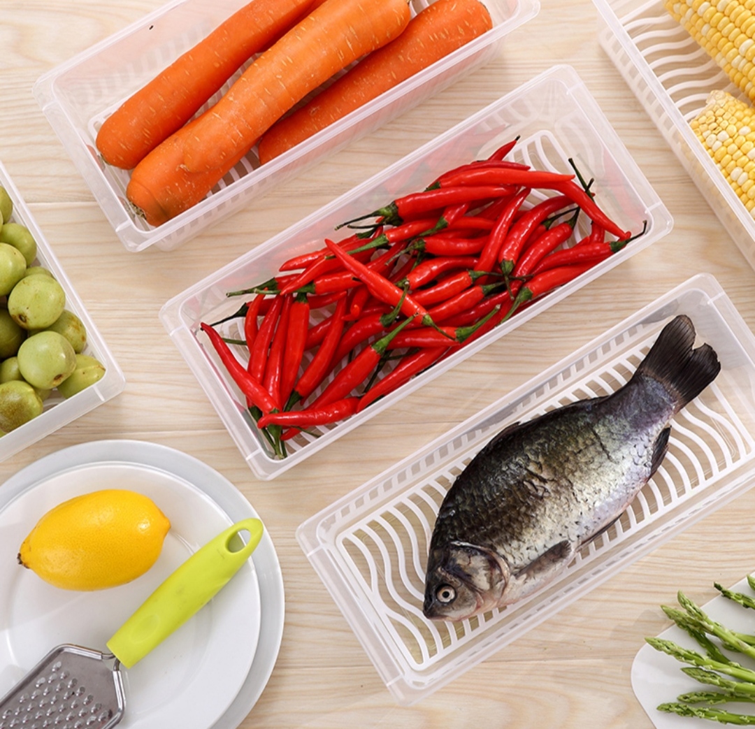 Hộp thực phẩm chữ nhật 4 khóa hàn quốc cao cấp nắp kín có khay chống ẩm, để tủ lạnh, lò vi sóng DT3400ml