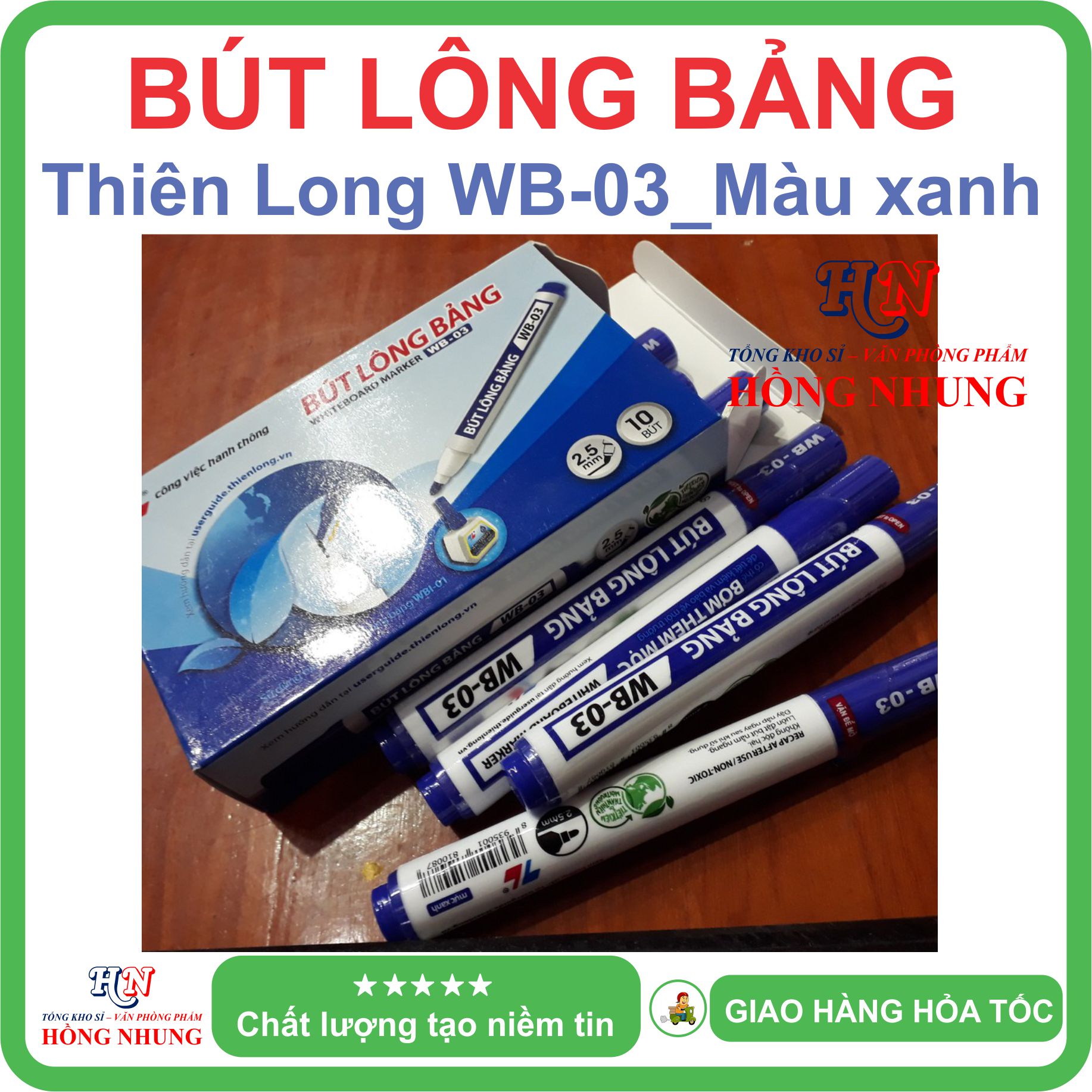 [SÉT] COMBO Hộp 10 Cây Bút Lông Viết Bảng Trắng WB-03, Mực ra đều, dễ lau chùi.